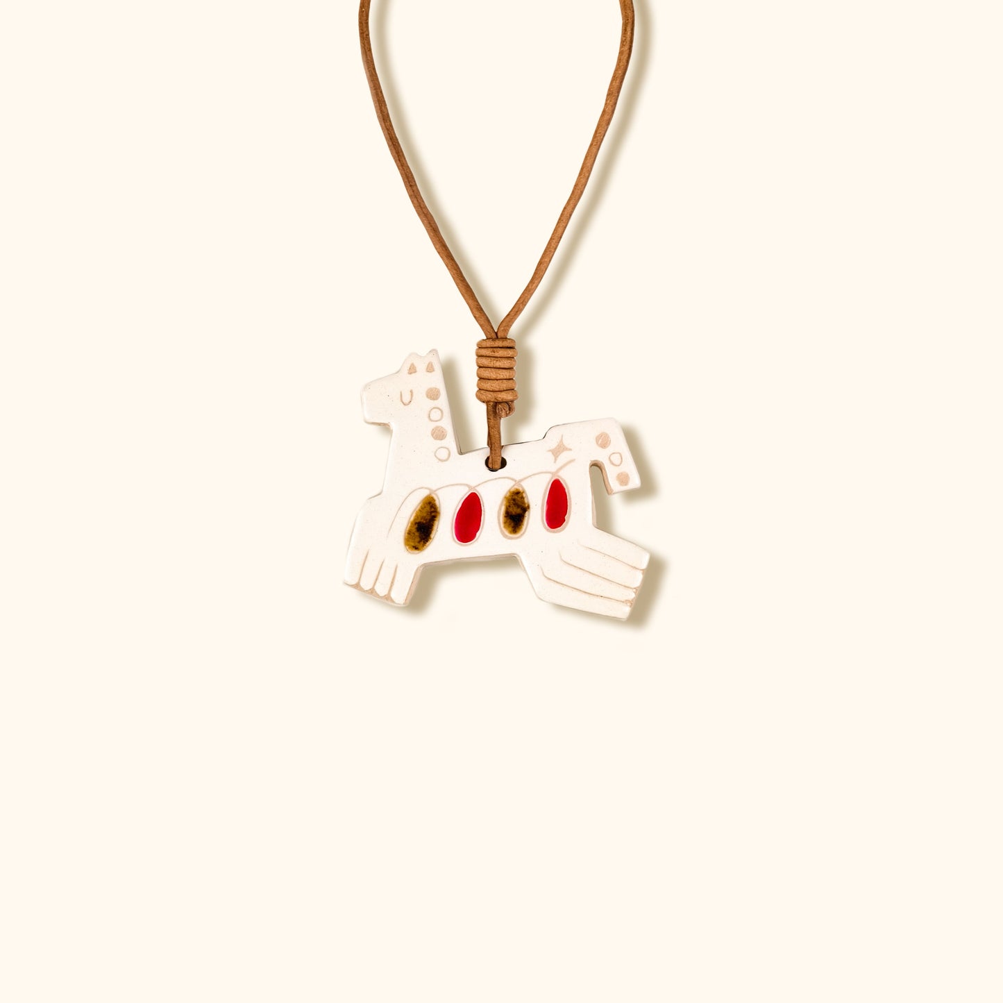 Her Market - Infinity Love Pattern White Symbolic Ceramic Horse Charm