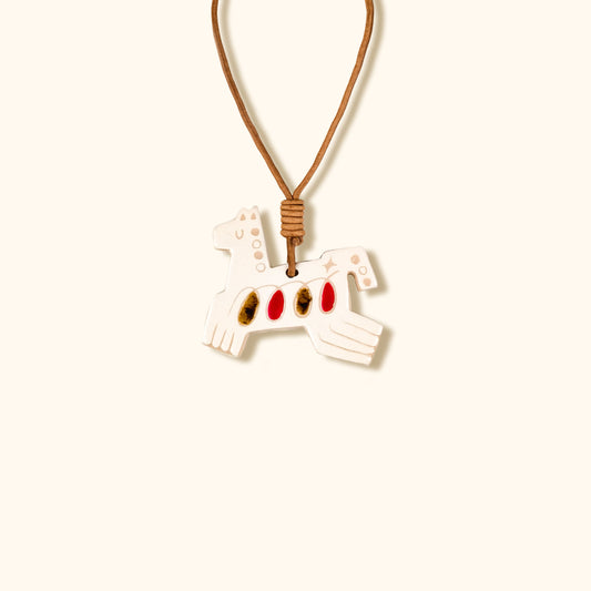 Her Market - Infinity Love Pattern White Symbolic Ceramic Horse Charm