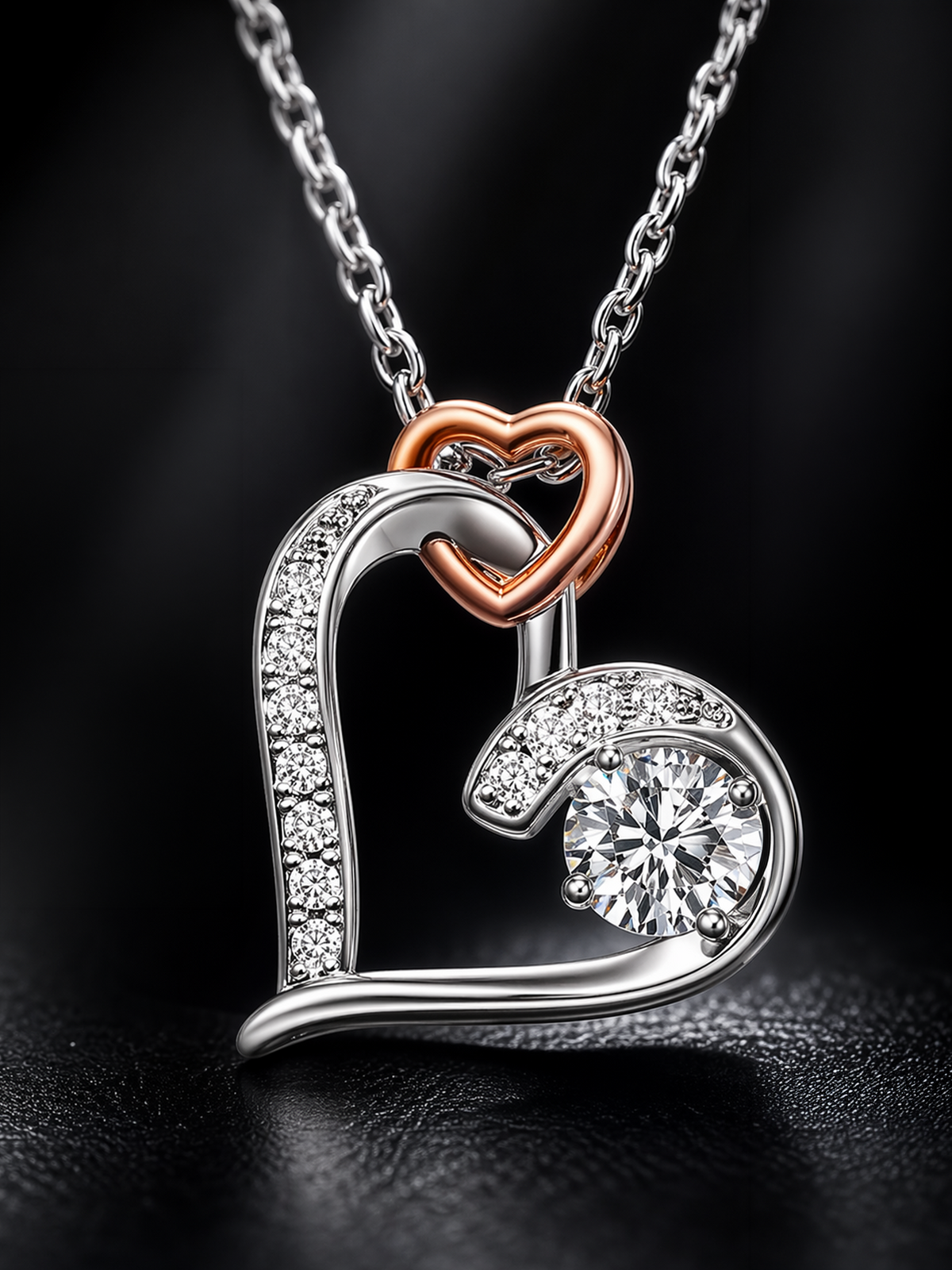 Infinity Love Heart Necklace in 18K White Gold Plated Silver