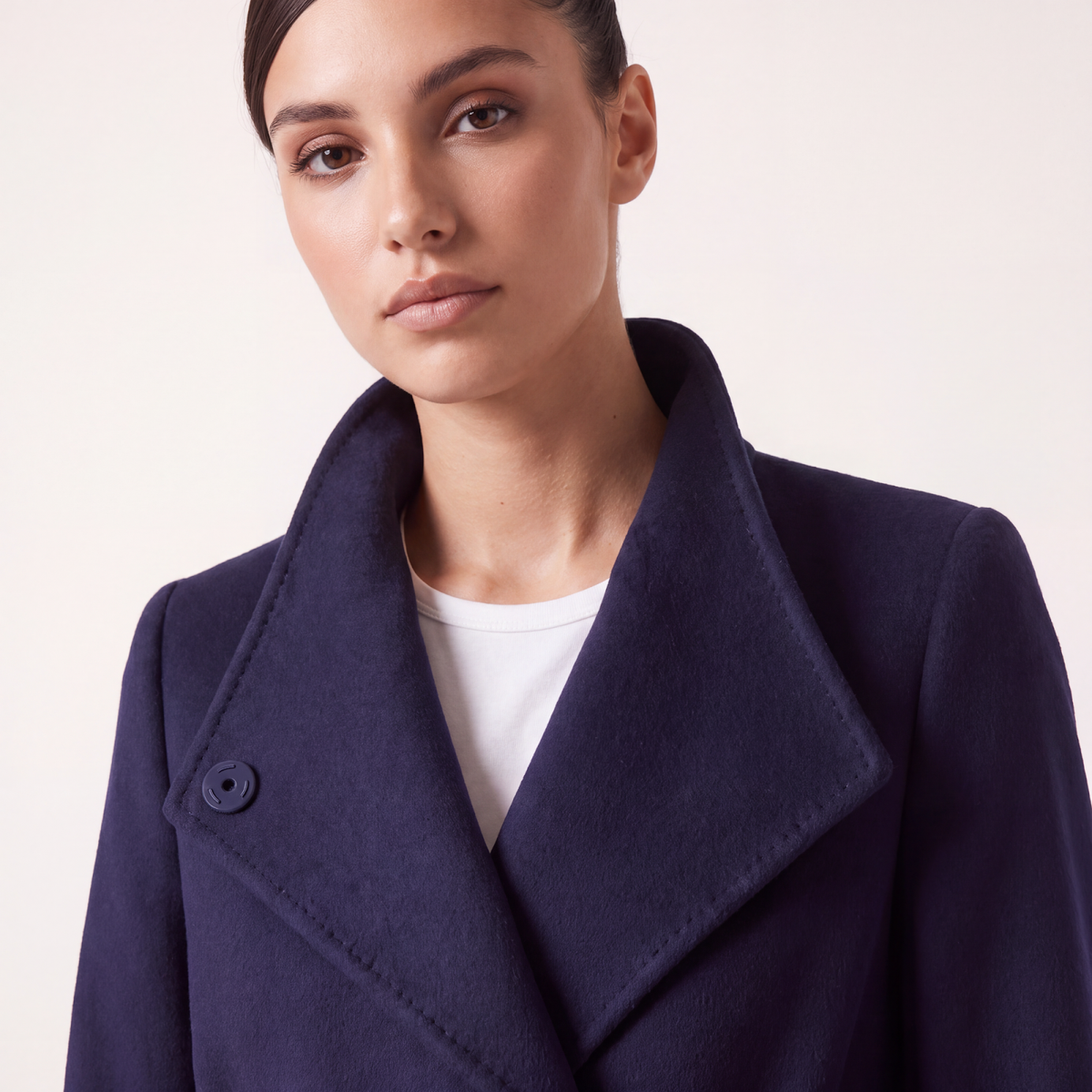 Elara 100% Pure Cashmere Maxi Coat - Navy