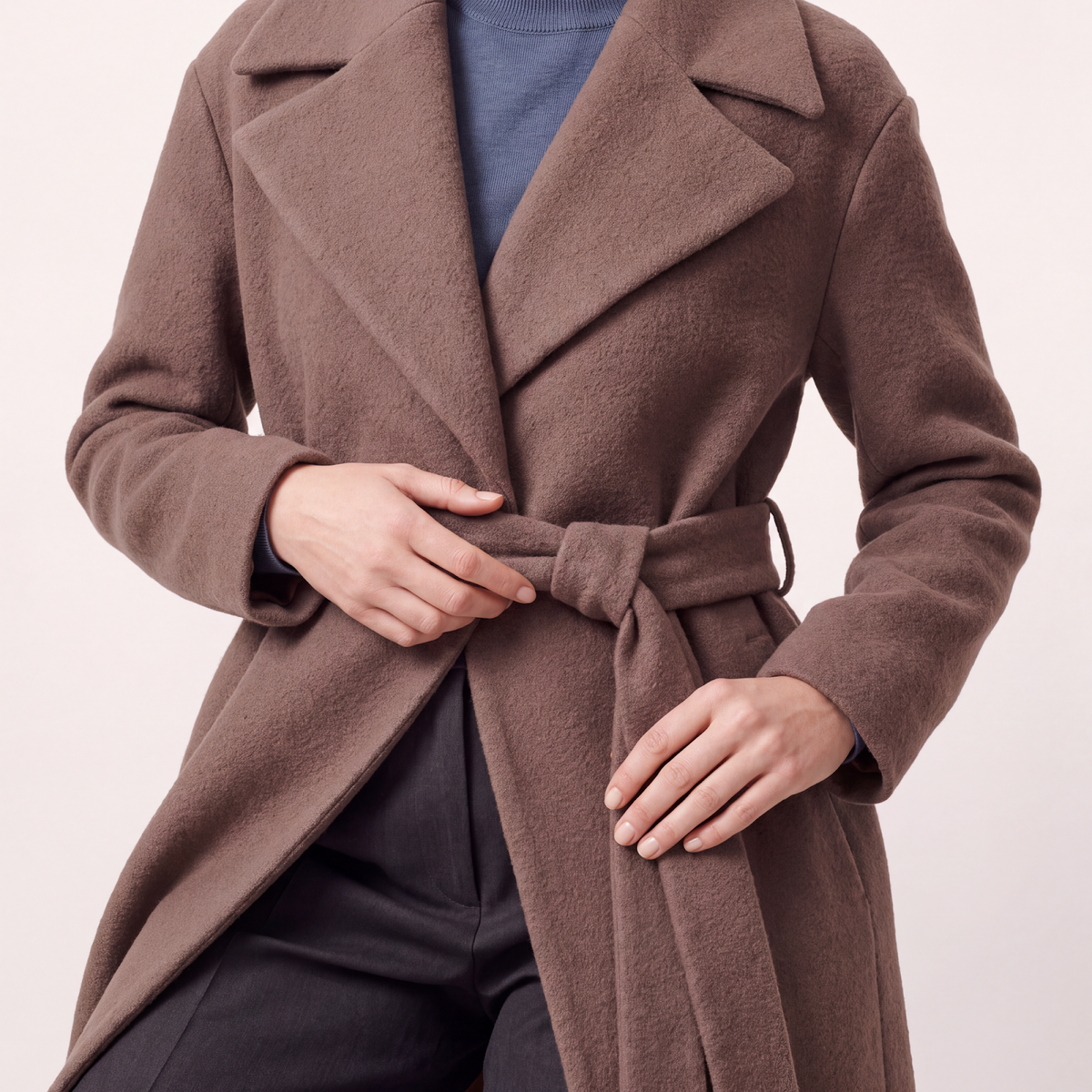 Sloane 100% Boiled Wool High-Collar Maxi Coat - Cocoa