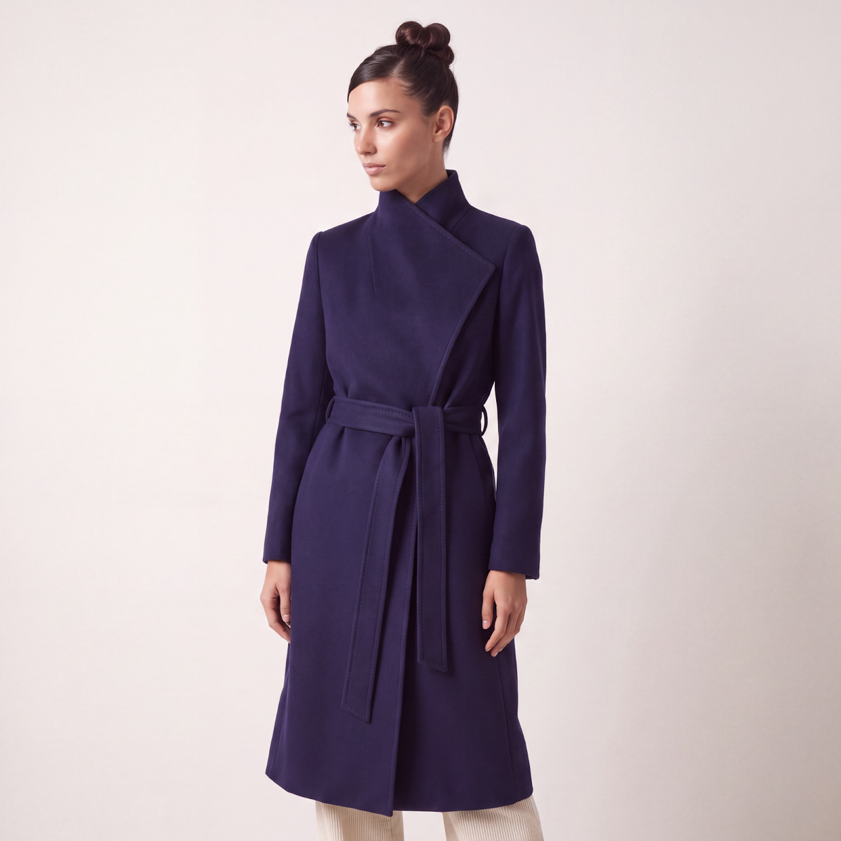 Elara 100% Pure Cashmere Maxi Coat - Navy