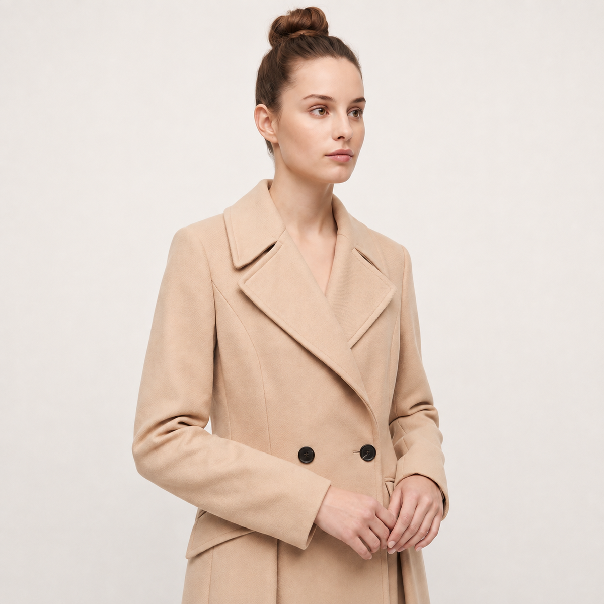 Pleated A-Line Maxi Coat in Luxury Wool Blend