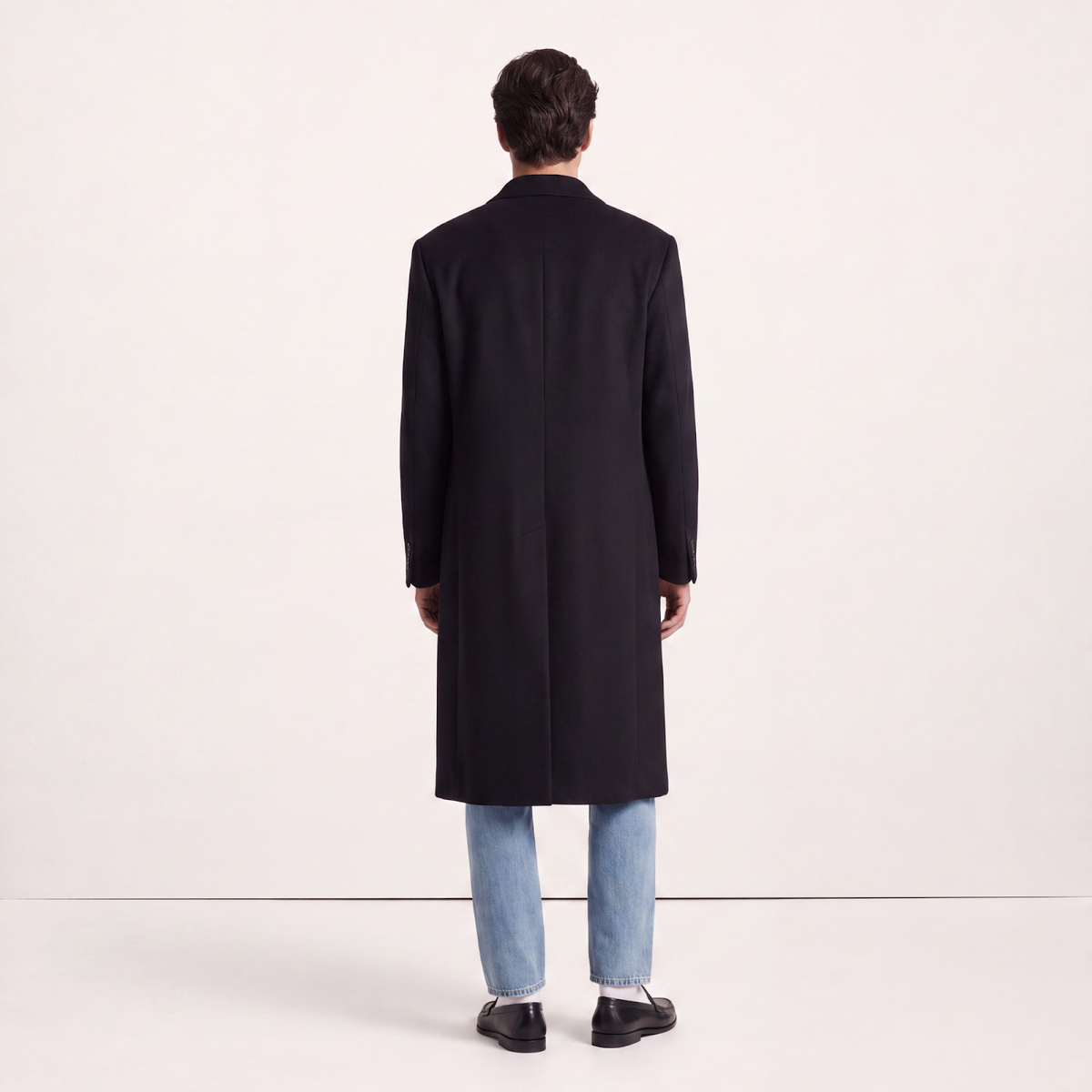 Visconti 100% Pure Italian Cashmere Double-Breasted Overcoat - Black