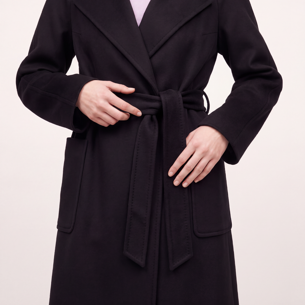 Luna Kiyora 100% Pure Italian Cashmere Long Wrap Coat - Black