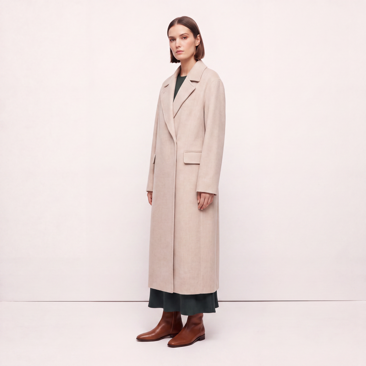 Piccadilly Wool & Cashmere Ankle-Length Relaxed Coat - Oatmeal
