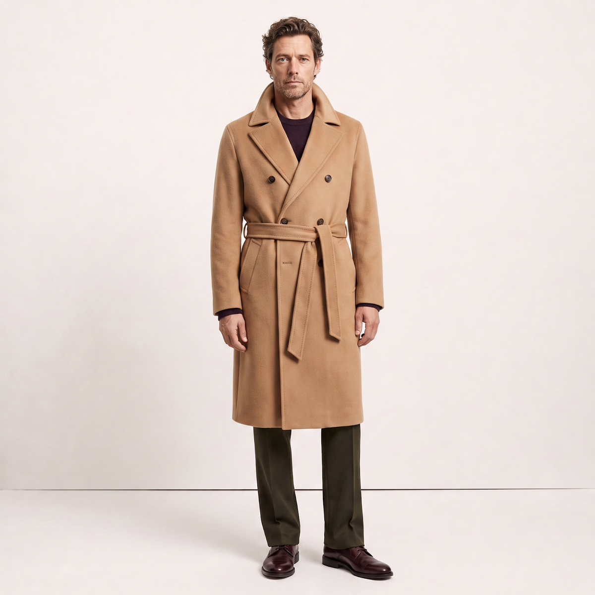 Savile 100% Italian Cashmere Belted Coat - Camel