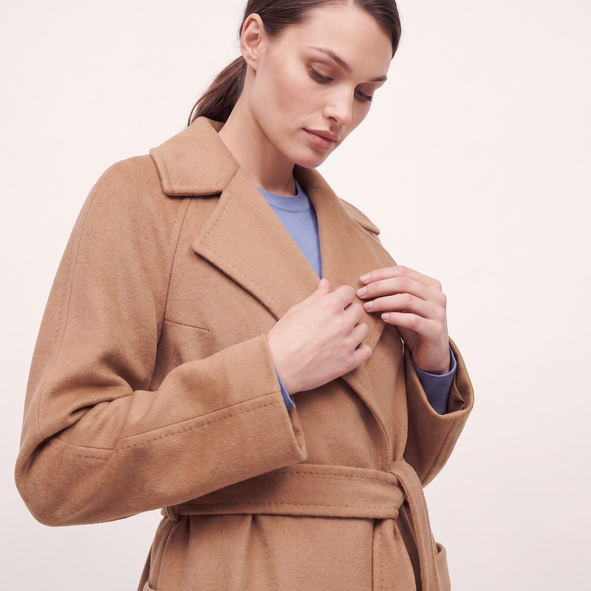 Kiyora 100% Pure Italian Cashmere Long Wrap Coat - Camel