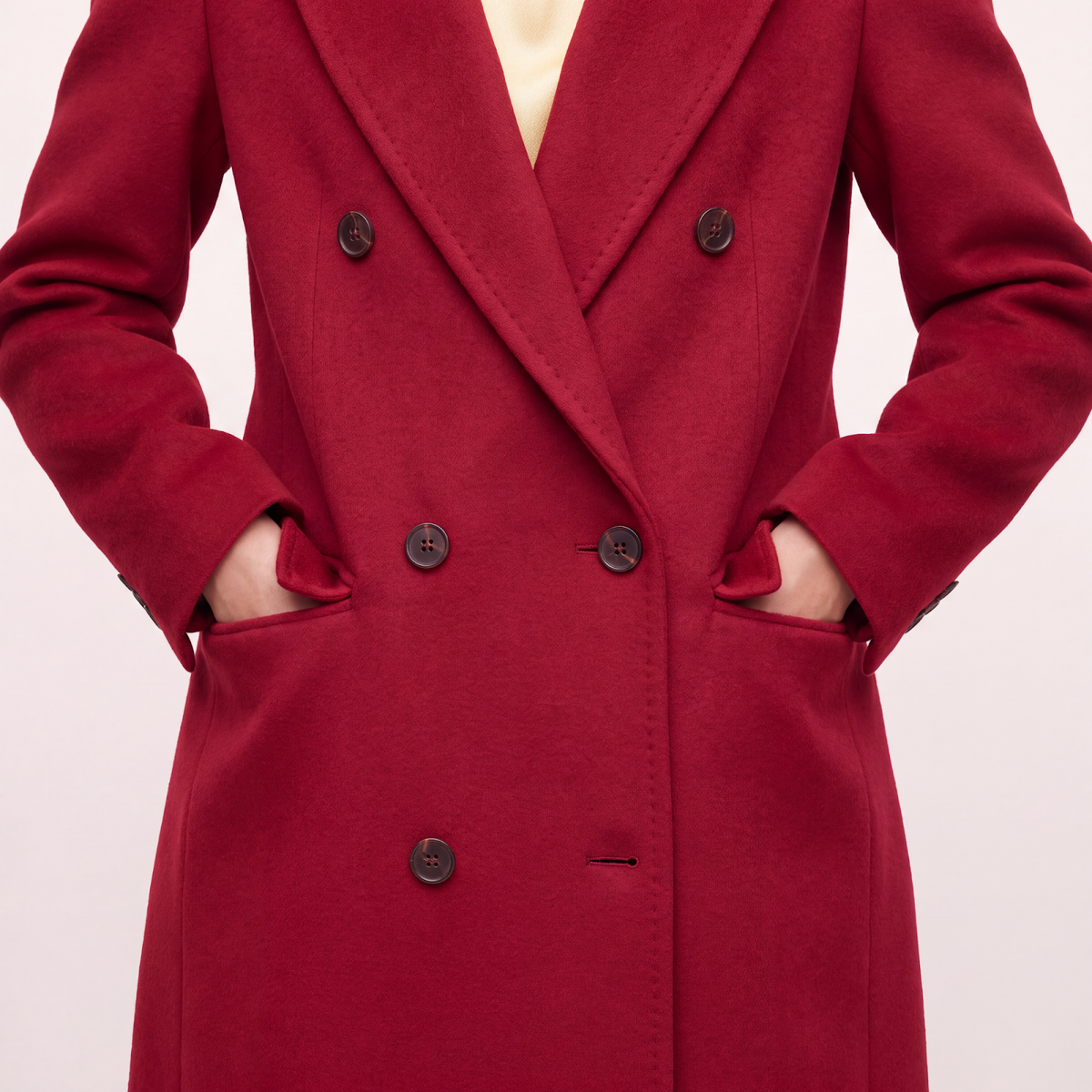 Statement Pure Cashmere Double-Breasted Coat - Scarlet