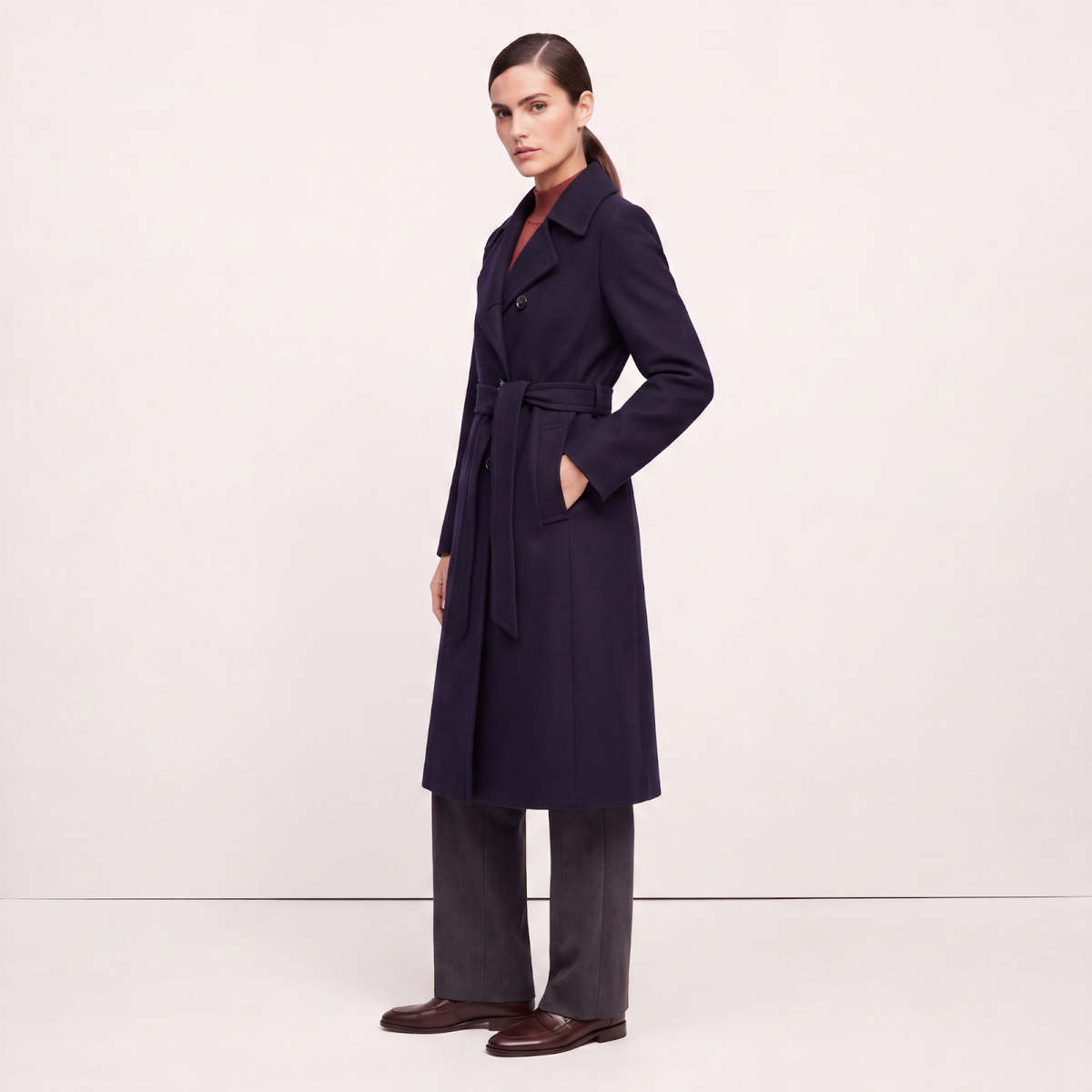 Marylebone Double-Breasted Wool-Cashmere Coat - Navy