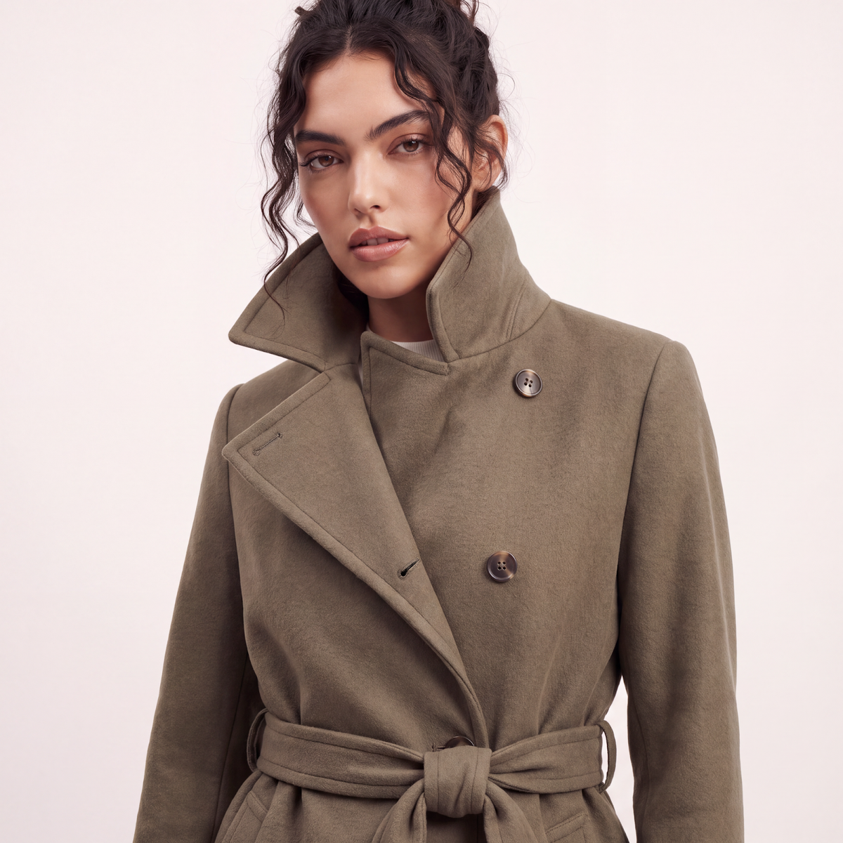 Shoreditch Wool & Cashmere Short Coat with Belt
