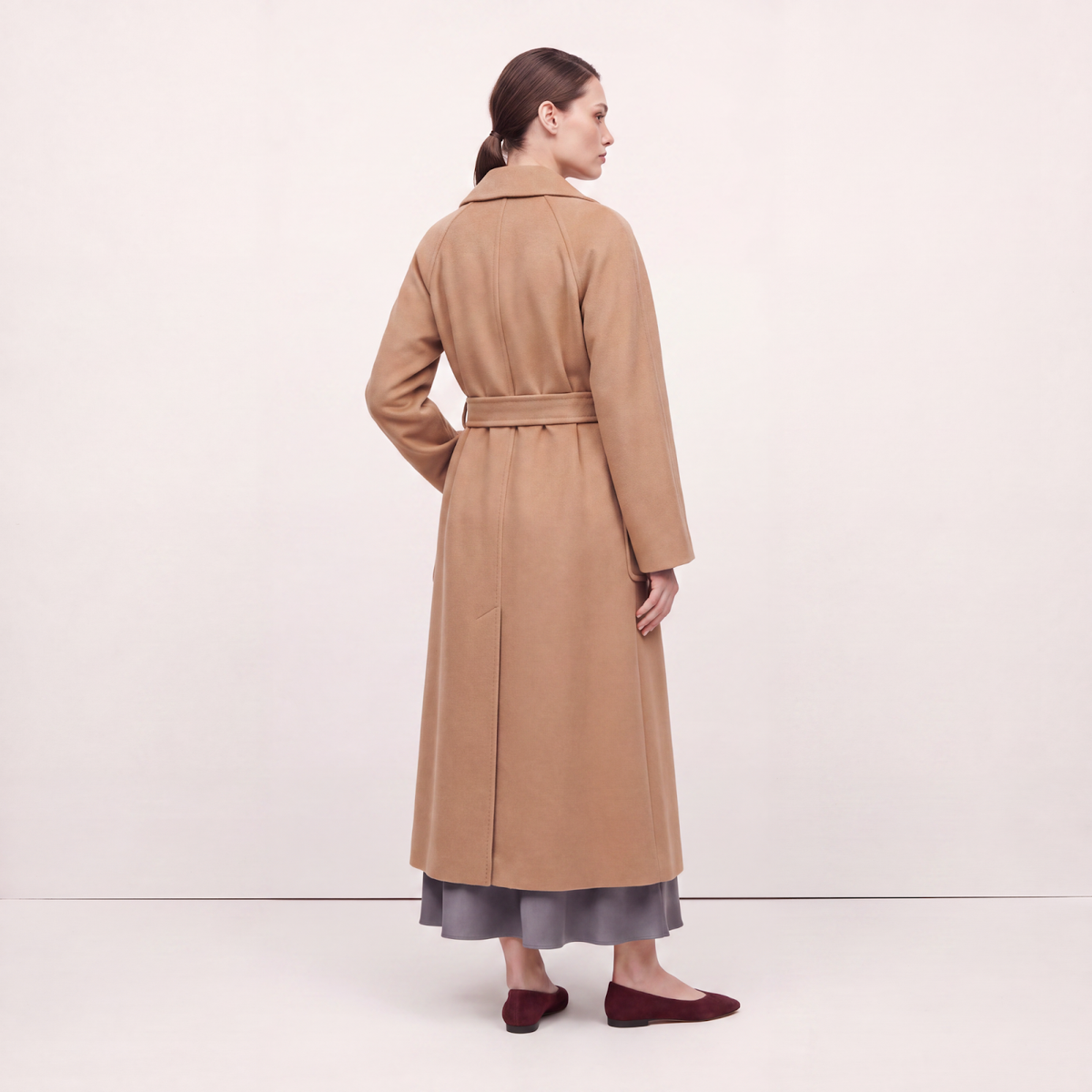 Kiyora 100% Pure Italian Cashmere Long Wrap Coat - Camel