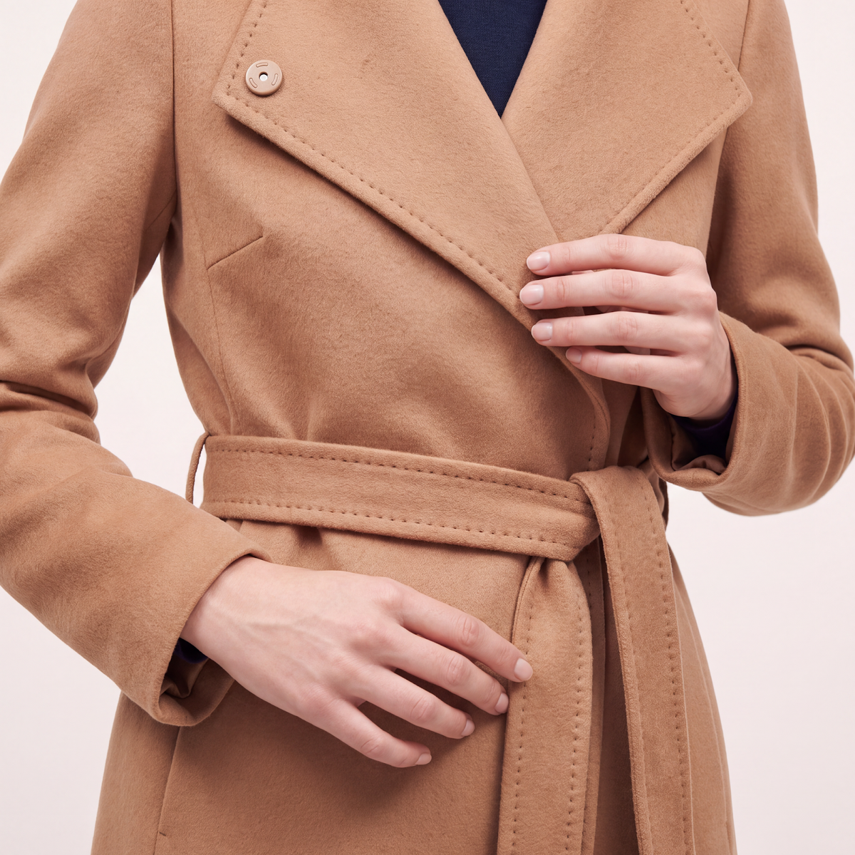 Elara 100% Pure Cashmere Wrap Maxi Coat - Camel