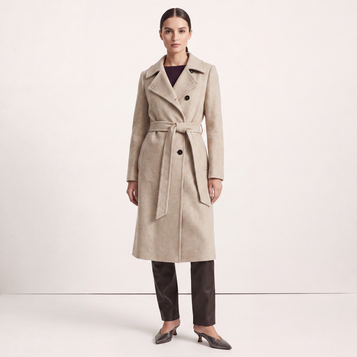Marylebone Wool & Cashmere Blend Lined Double-Breasted Coat - Oatmeal