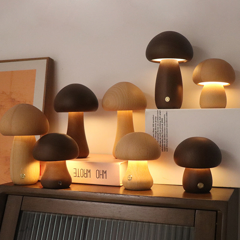 Wooden Vintage Mushroom Table Lamp | Premium Quality