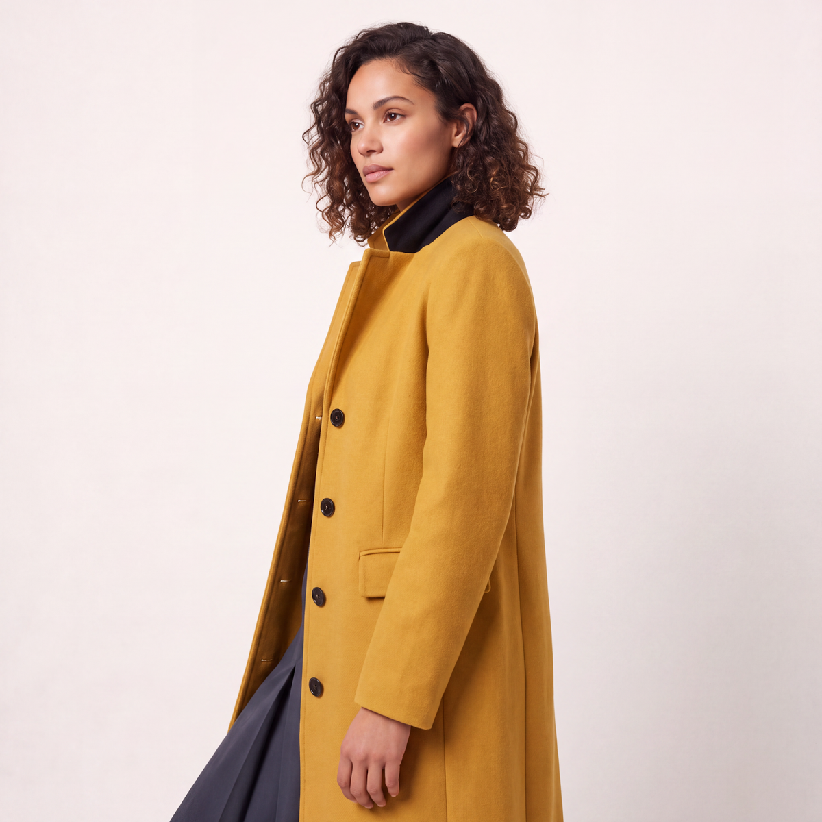 Hampstead 100% Pure Virgin Wool Tailored Single-Breasted Coat - Mustard