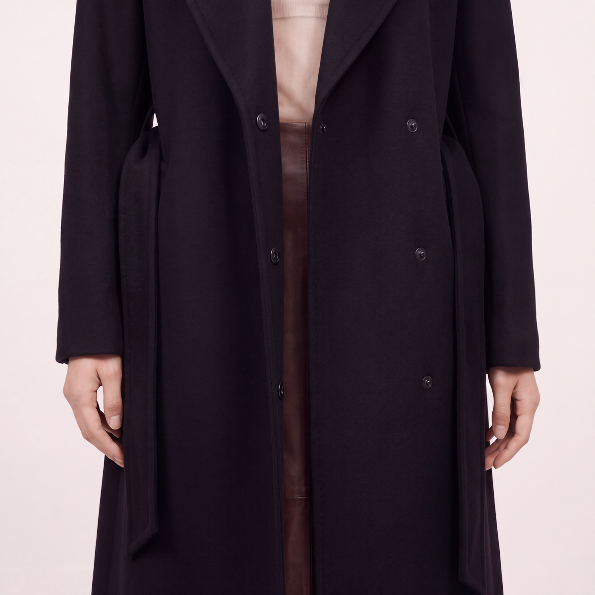 Crown Pure Cashmere Wrap Coat - Luxury Black