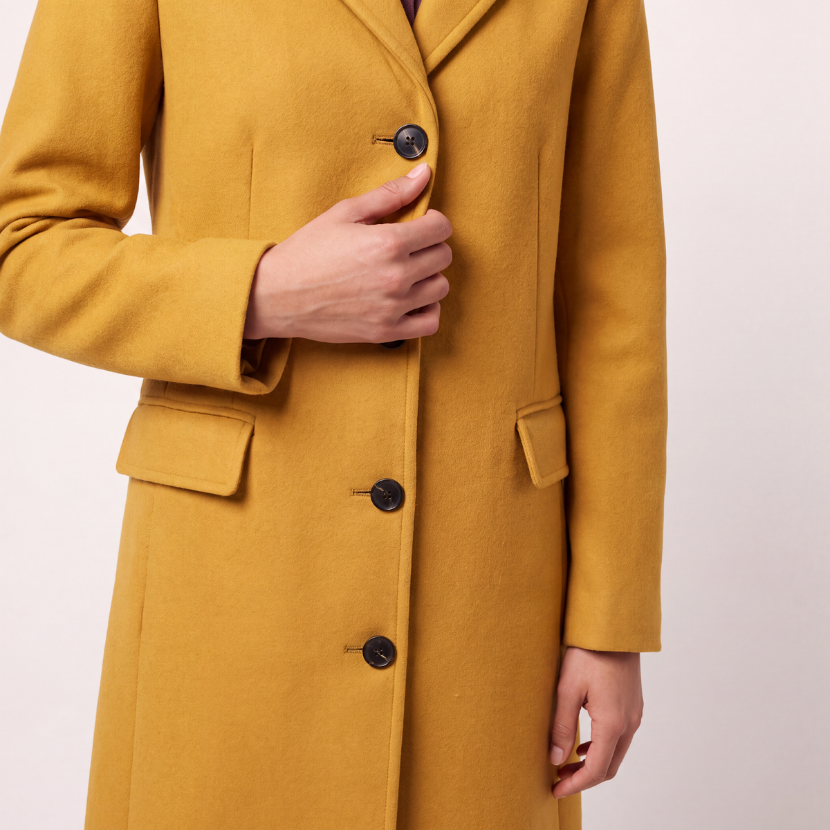 Hampstead 100% Pure Virgin Wool Tailored Single-Breasted Coat - Mustard