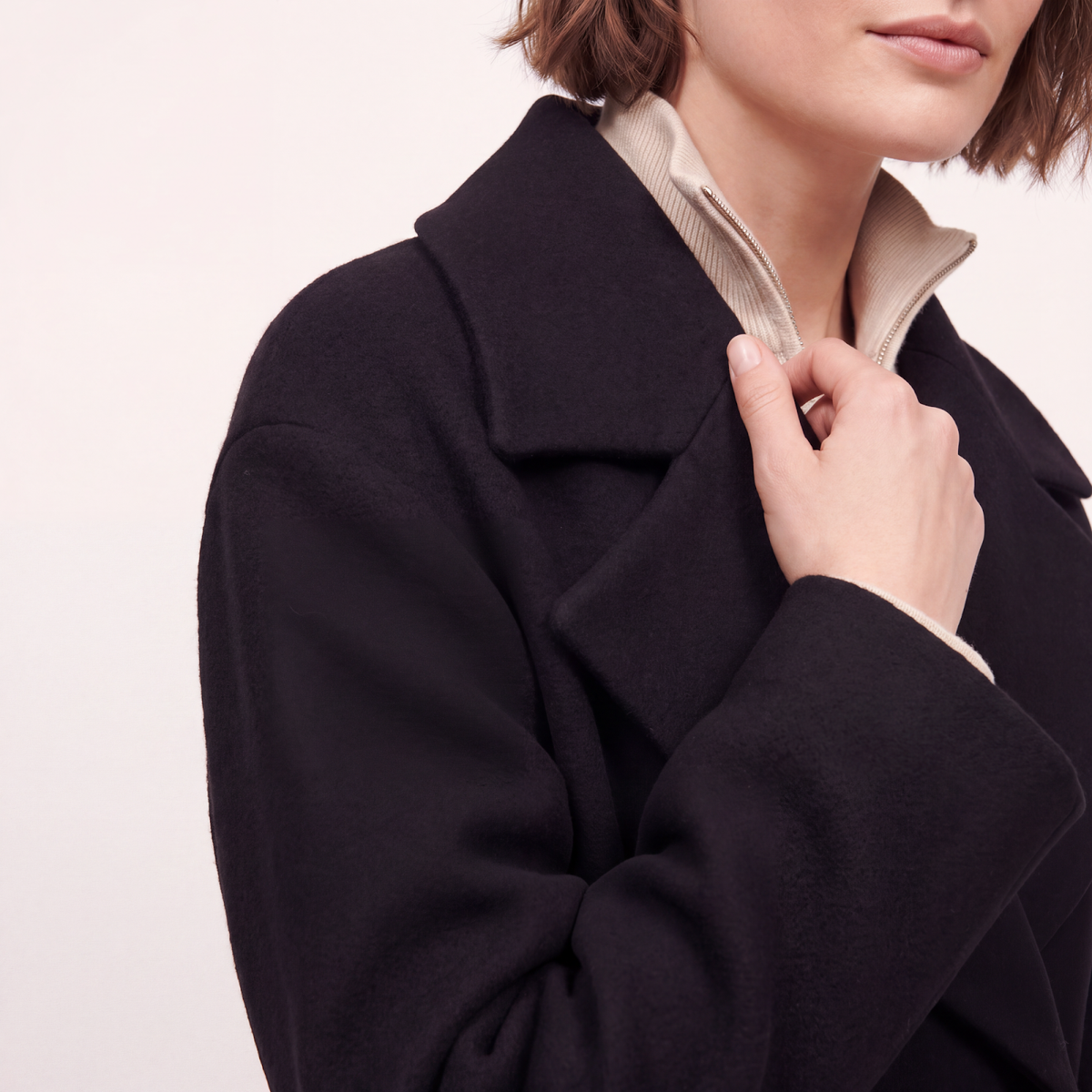 Bond 100% Boiled Wool Knee-Length Wrap Coat - Black