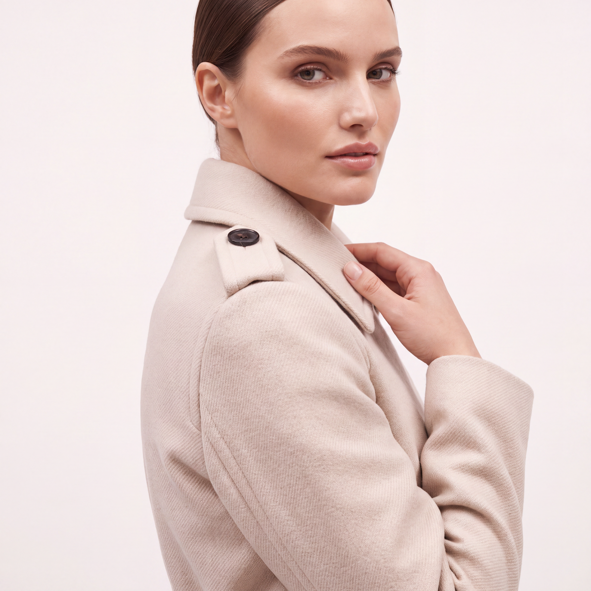 Vellum Wool-Rich Belted Midi Coat - Cream / Ecru