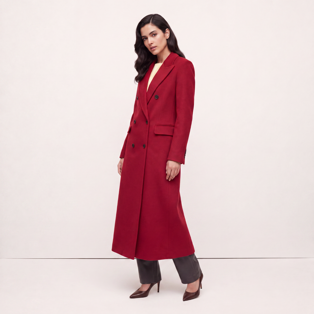Statement Pure Cashmere Double-Breasted Coat - Scarlet