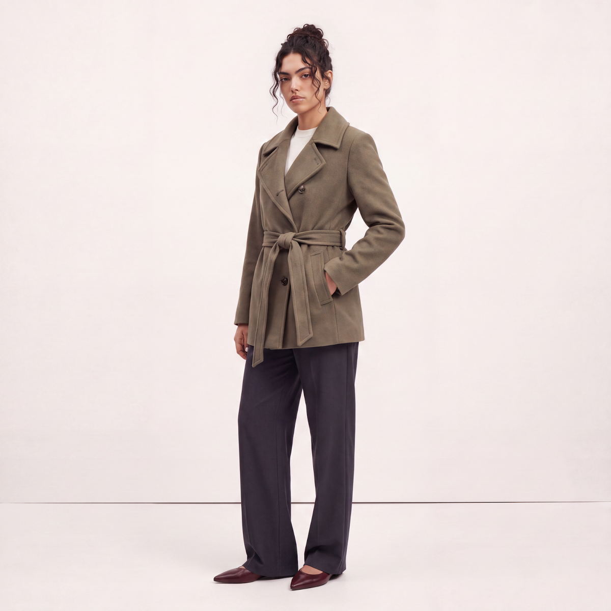 Shoreditch Wool & Cashmere Short Coat with Belt