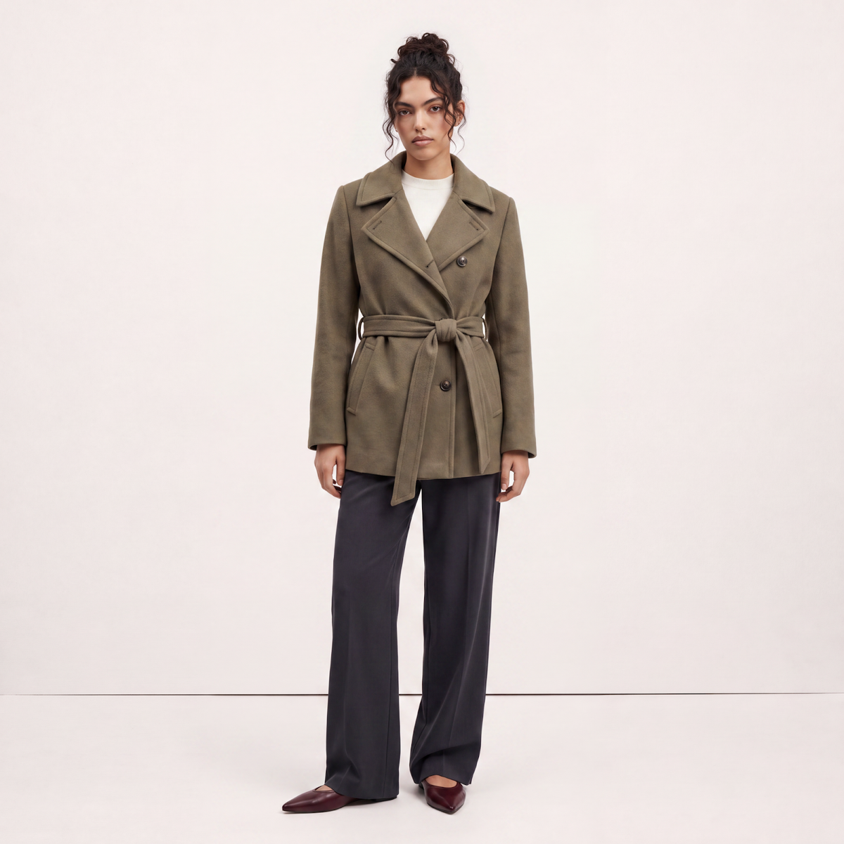 Shoreditch Wool & Cashmere Short Coat with Belt