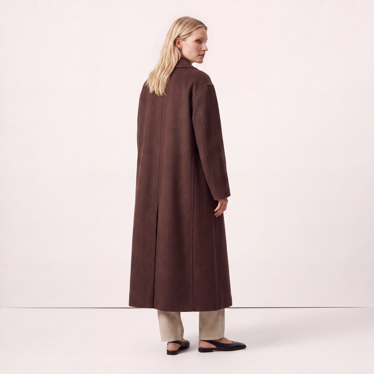 Piccadilly Relaxed Wool-Cashmere Ankle-Length Coat - Chocolate Brown
