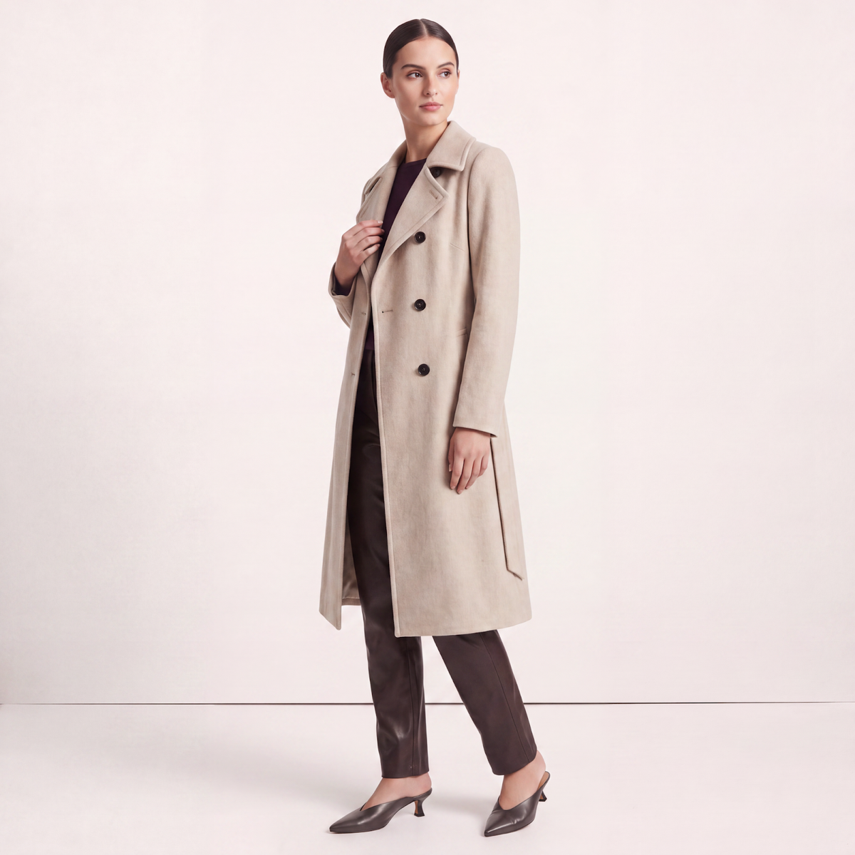 Marylebone Wool & Cashmere Blend Lined Double-Breasted Coat - Oatmeal