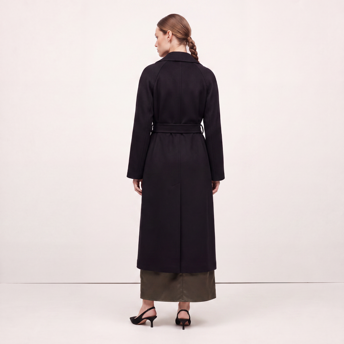 Luna Kiyora 100% Pure Italian Cashmere Long Wrap Coat - Black