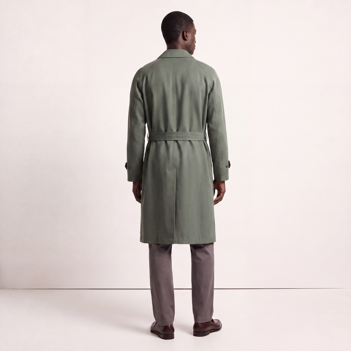 Mayfair Moss Minimalist Trench Coat - Sage Green