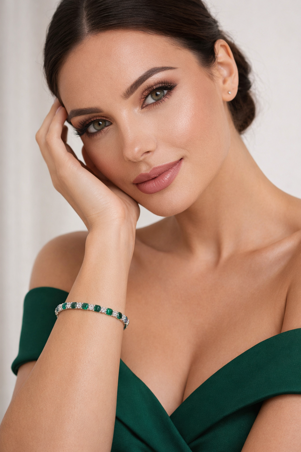 Adjustable Emerald and Moissanite Tennis Bracelet