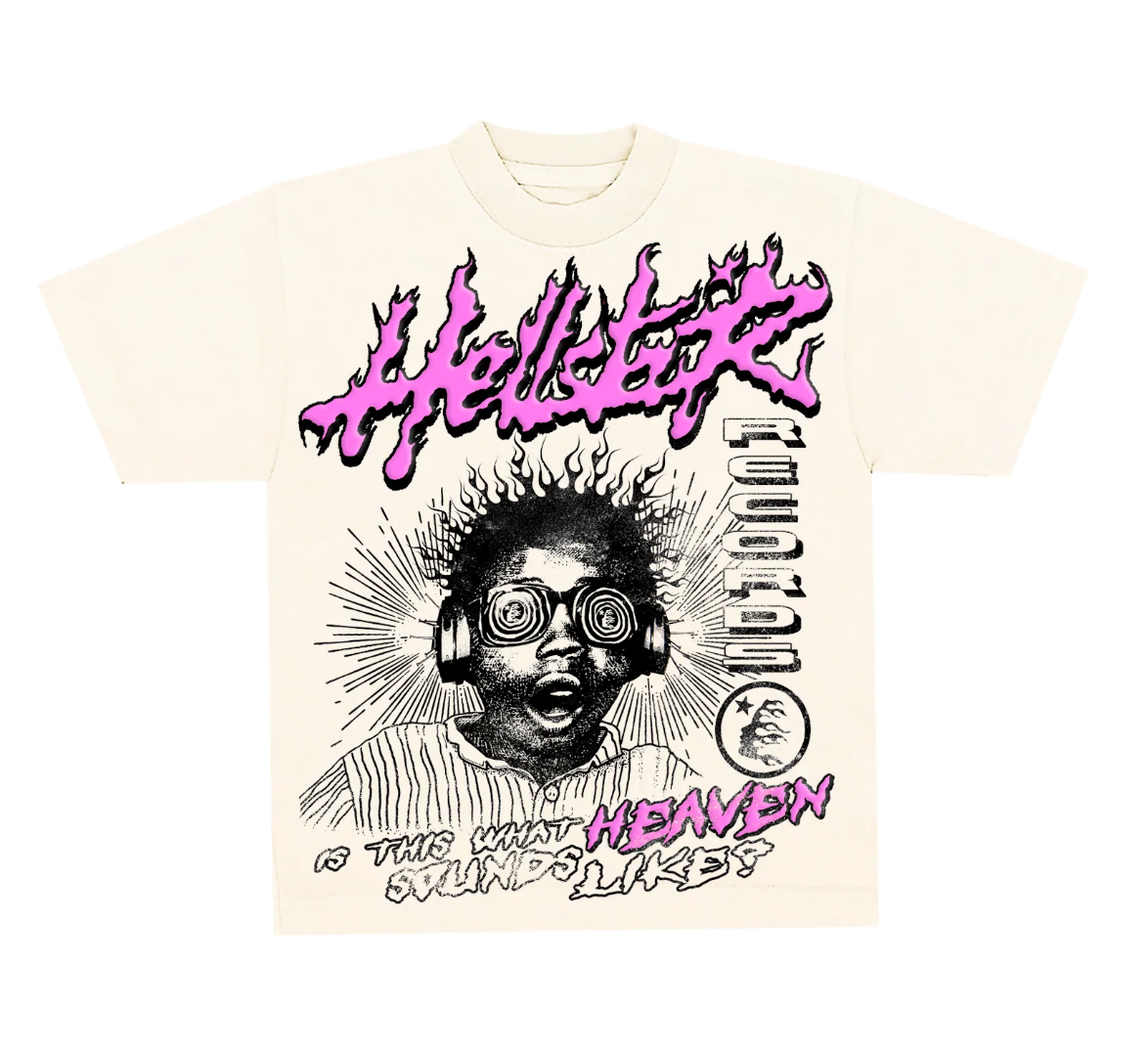 Hellstar Studios Heaven Sounds Like Short Sleeve Tee Shirt - Cream