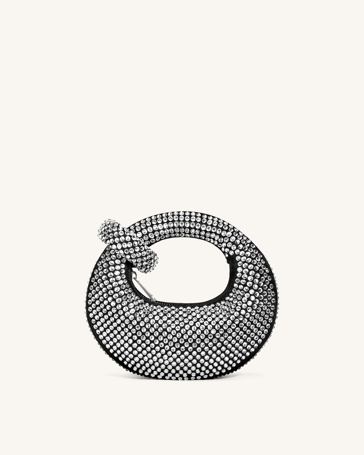 Optew Abacus Mini Artificial Crystal Top Handle Bag - Black