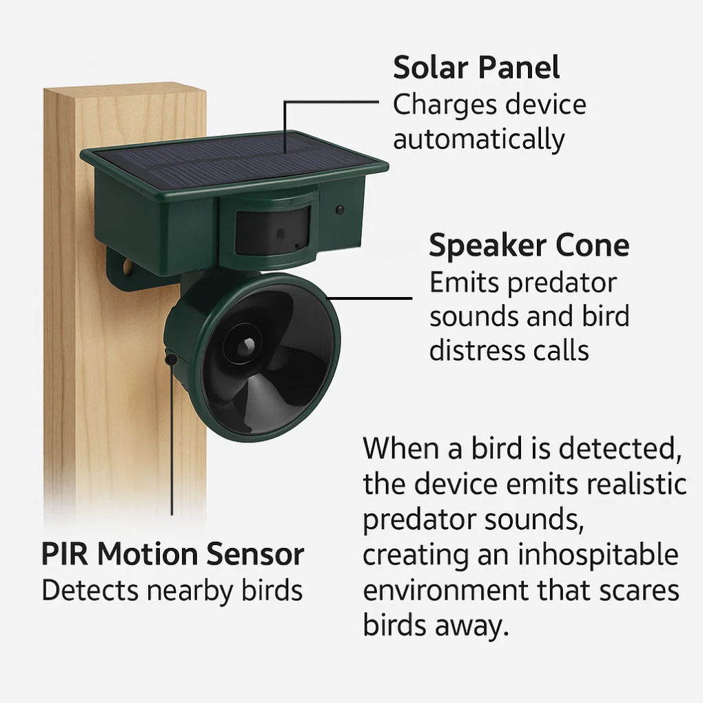Automatic Outdoor Bird Scarer Solar Powered Repellent | Premium Quality