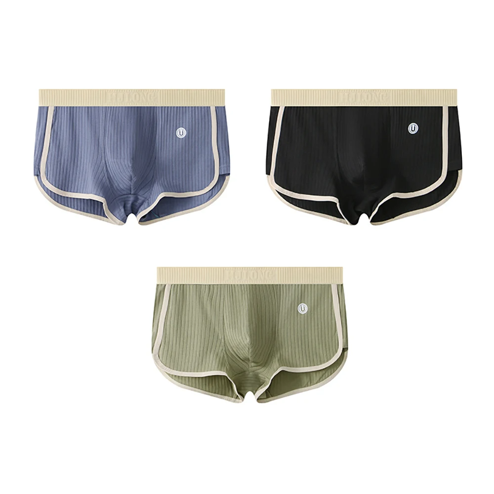 Optew Men Daily Wear Boxer Briefs Color-Blocked Cotton Blend