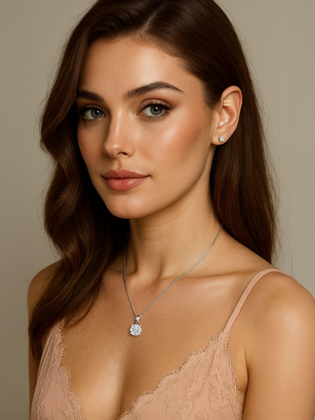 Lab Grown White Sapphire Pendant Necklace, 2ct