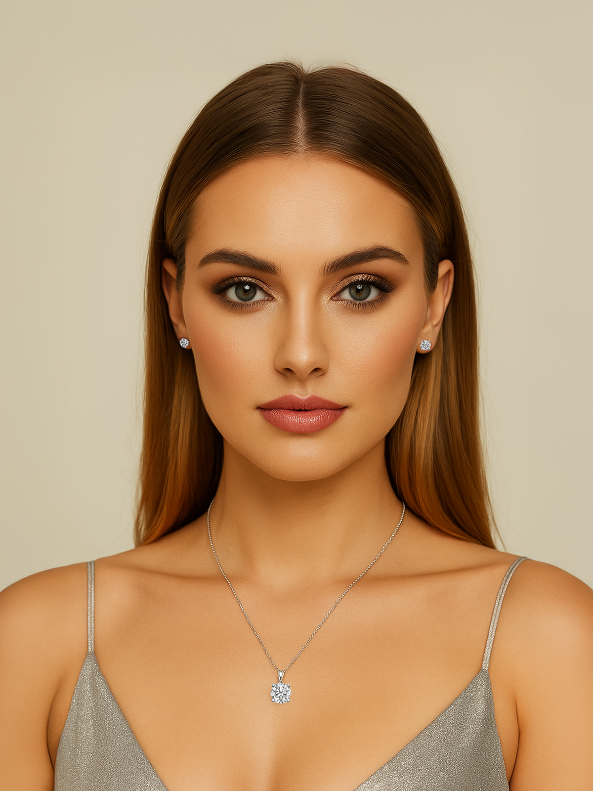 Lab Grown White Sapphire Pendant Necklace, 2ct