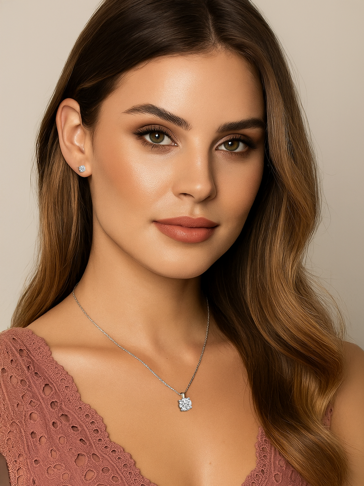 Lab Grown White Sapphire Pendant Necklace, 2ct