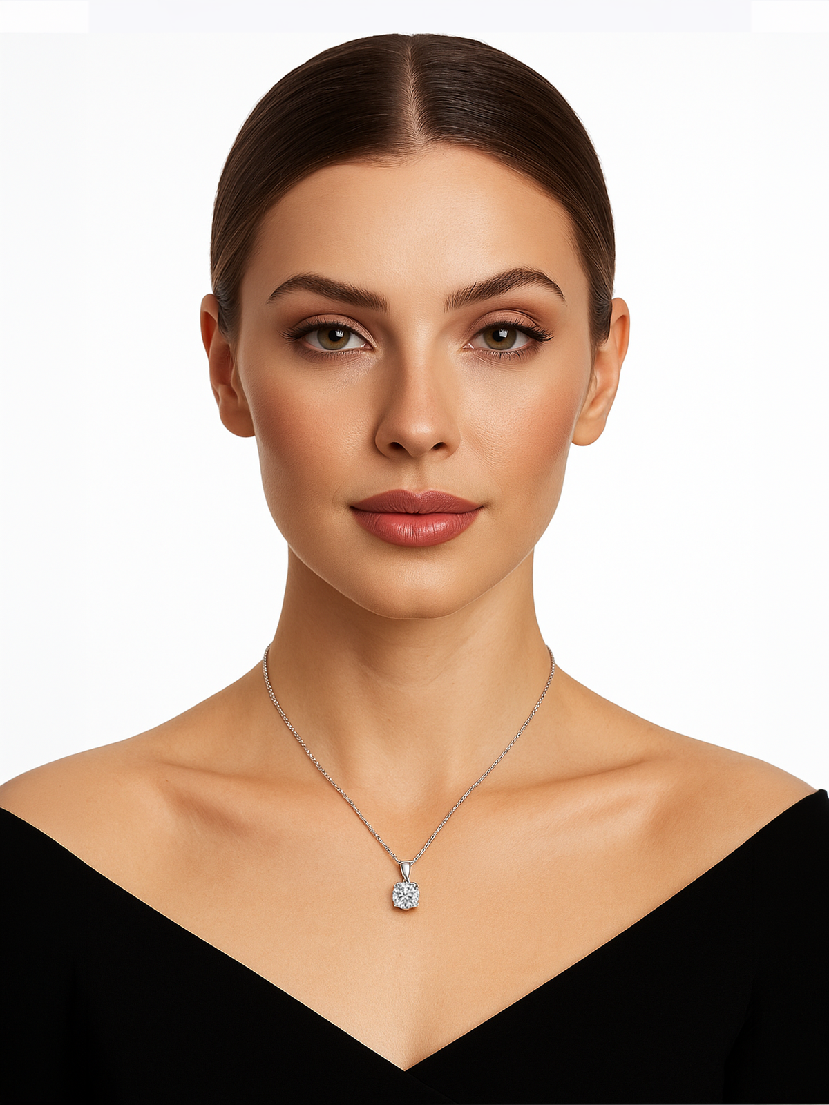 Lab Grown White Sapphire Pendant Necklace, 2ct