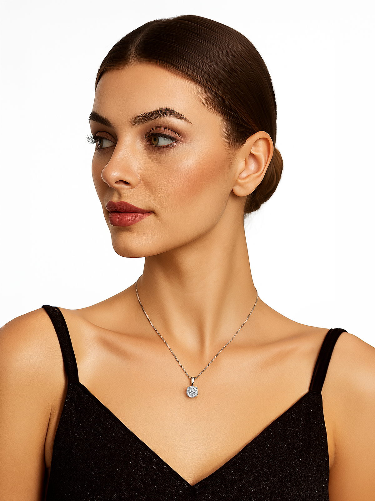 Lab Grown White Sapphire Pendant Necklace, 2ct