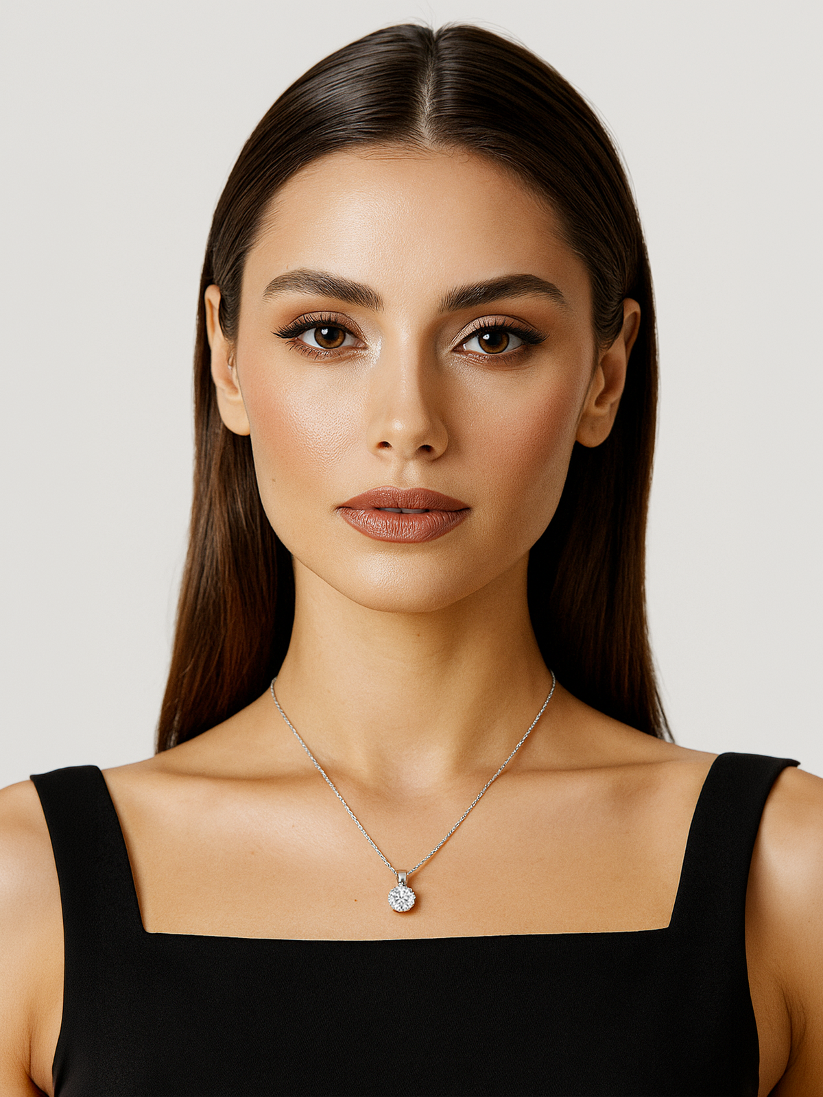 Lab Grown White Sapphire Pendant Necklace, 2ct