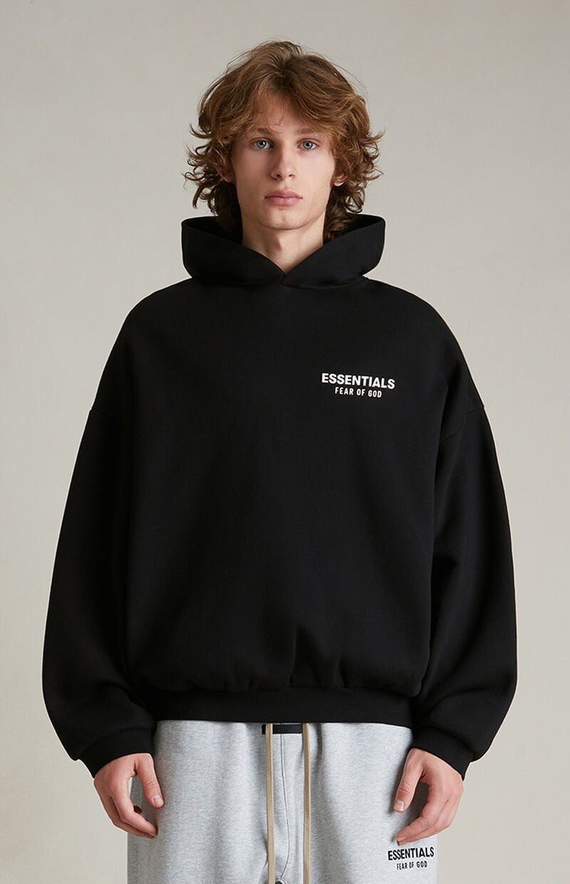 (SALE) Fear of God Essentials Logo Over the Head Hoodie SS25 - Black
