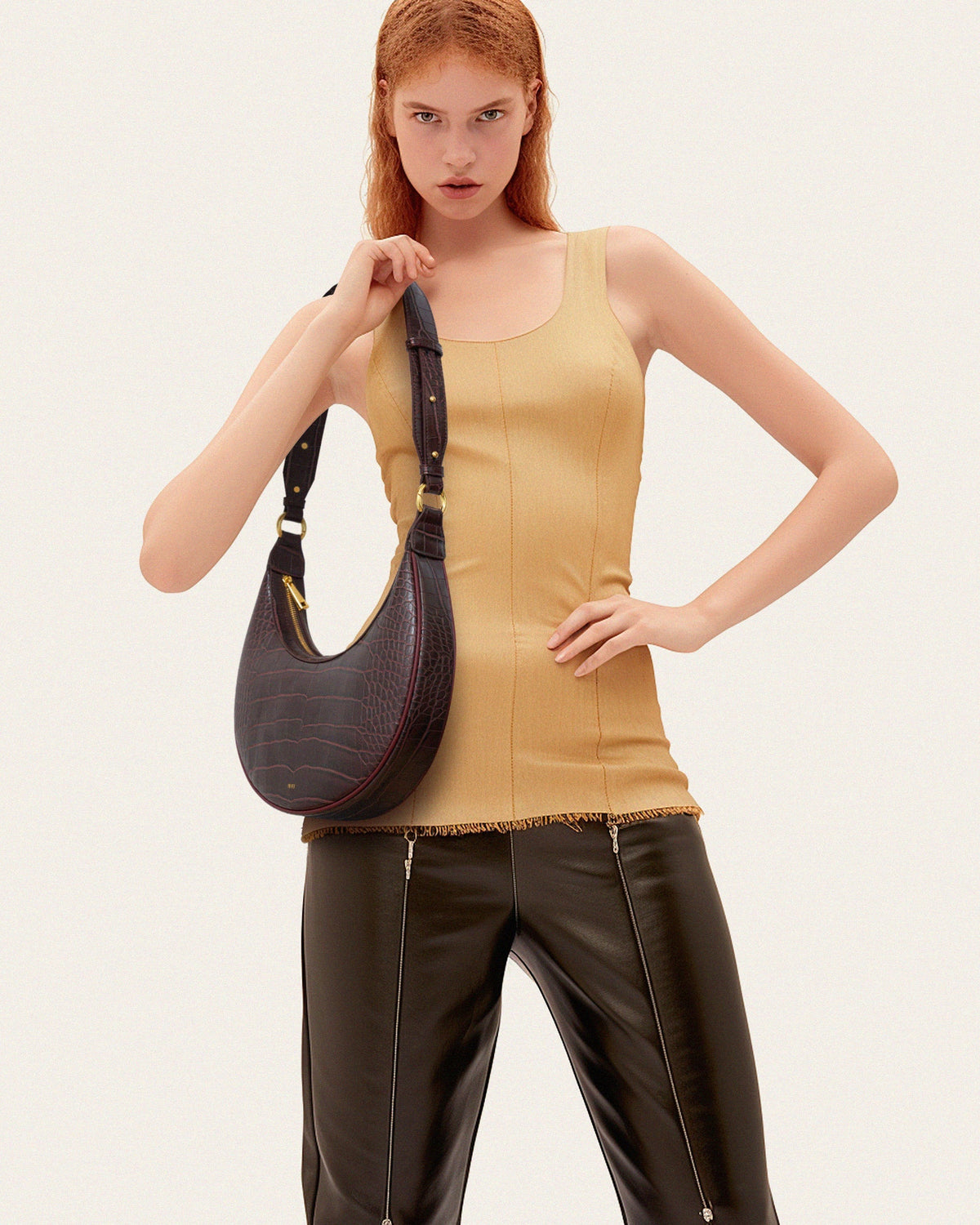 Optew Carly Saddle Bag - Brown Croc