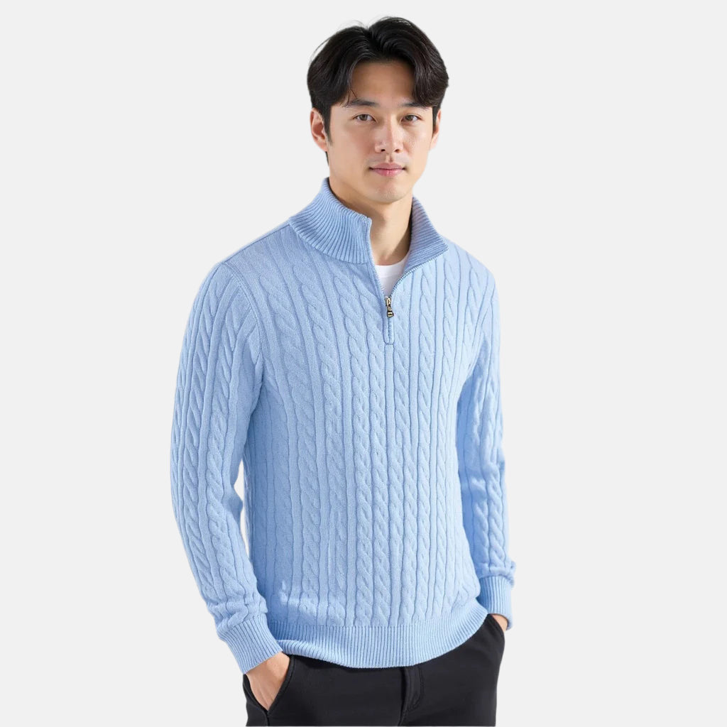 Optew Men’s Cable Half Zip Sweater