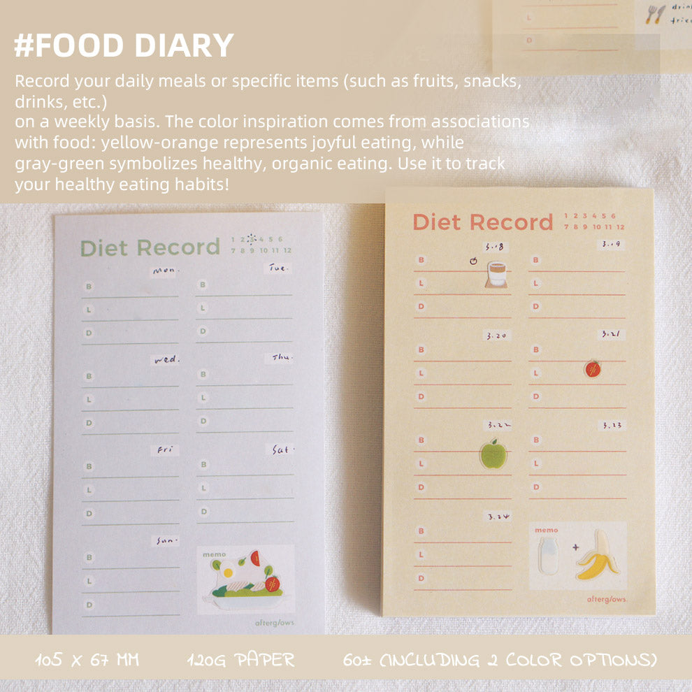 Afterglows - Food Record Memo Note Pad