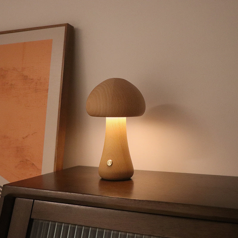 Wooden Vintage Mushroom Table Lamp | Premium Quality
