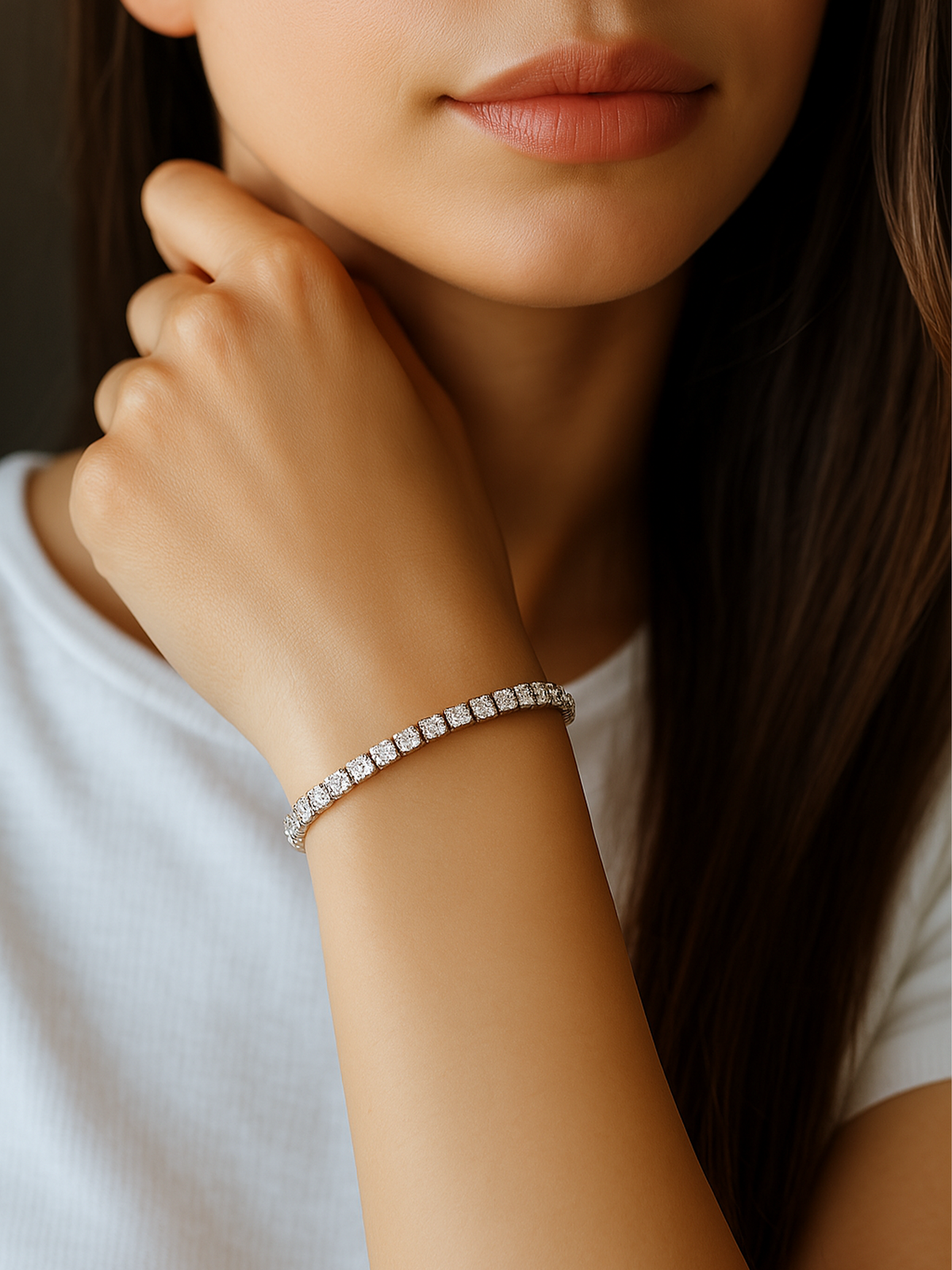 Sterling Silver Sparkling Adjustable Tennis Bracelet