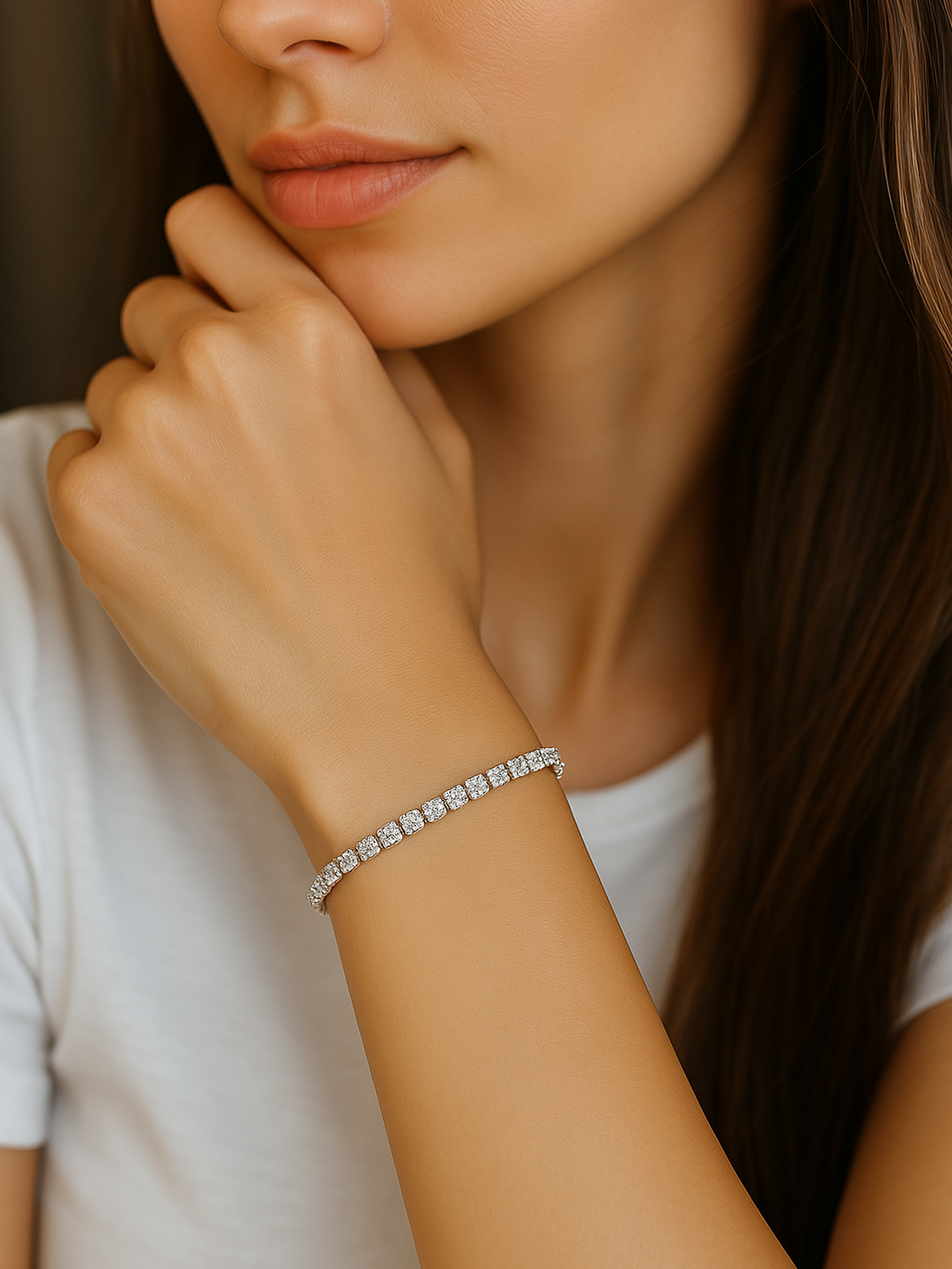 Sterling Silver Sparkling Adjustable Tennis Bracelet