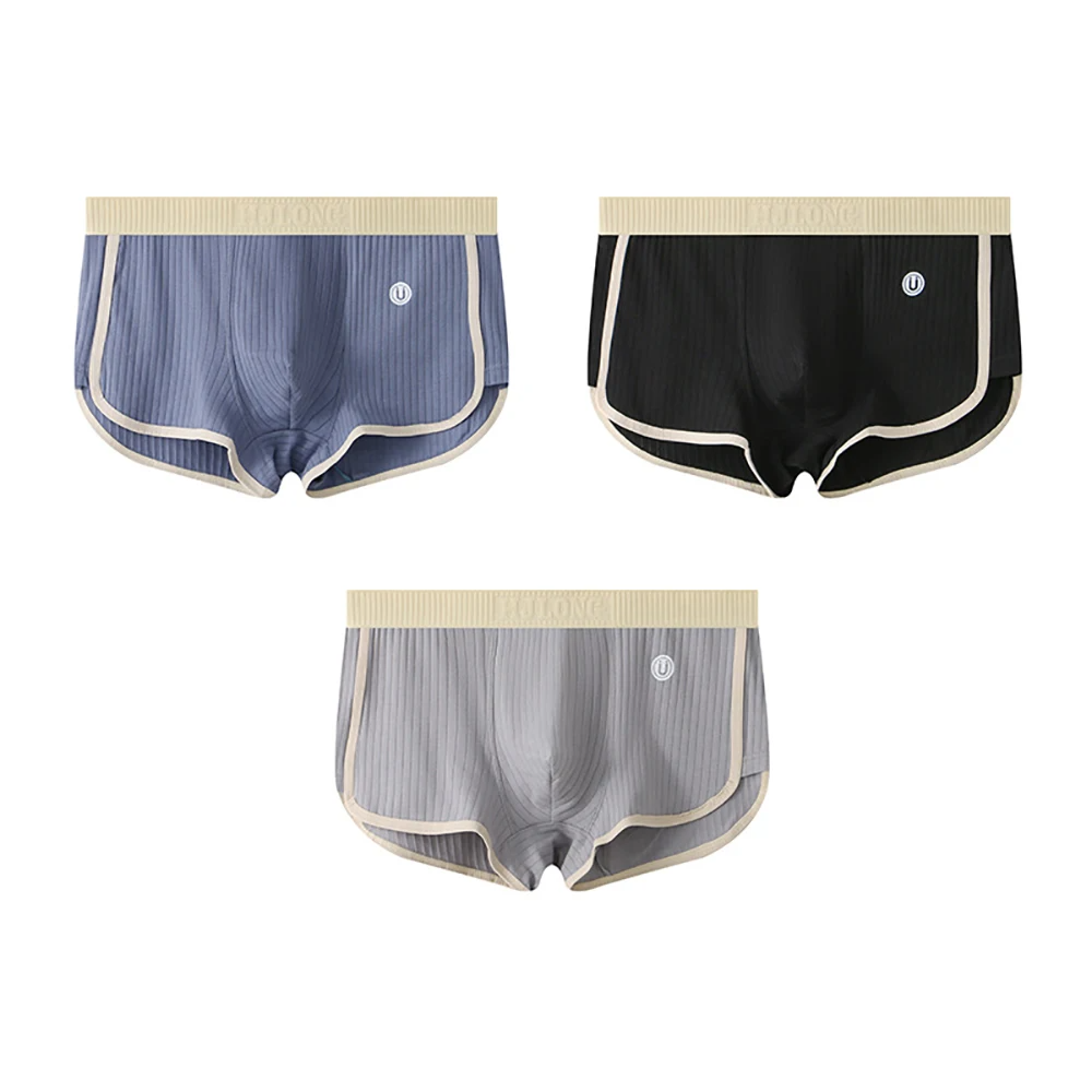 Optew Men Daily Wear Boxer Briefs Color-Blocked Cotton Blend